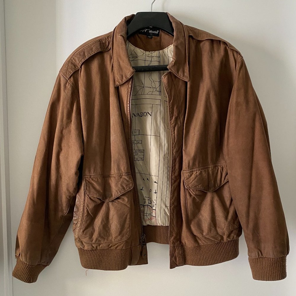 Vintage L.A. Studio Leather Jacket with Map Lining